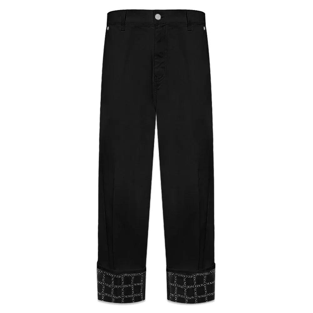 JW ANDERSON Product Page - Logo Grid Cuff Wide Leg Jeans - Black 