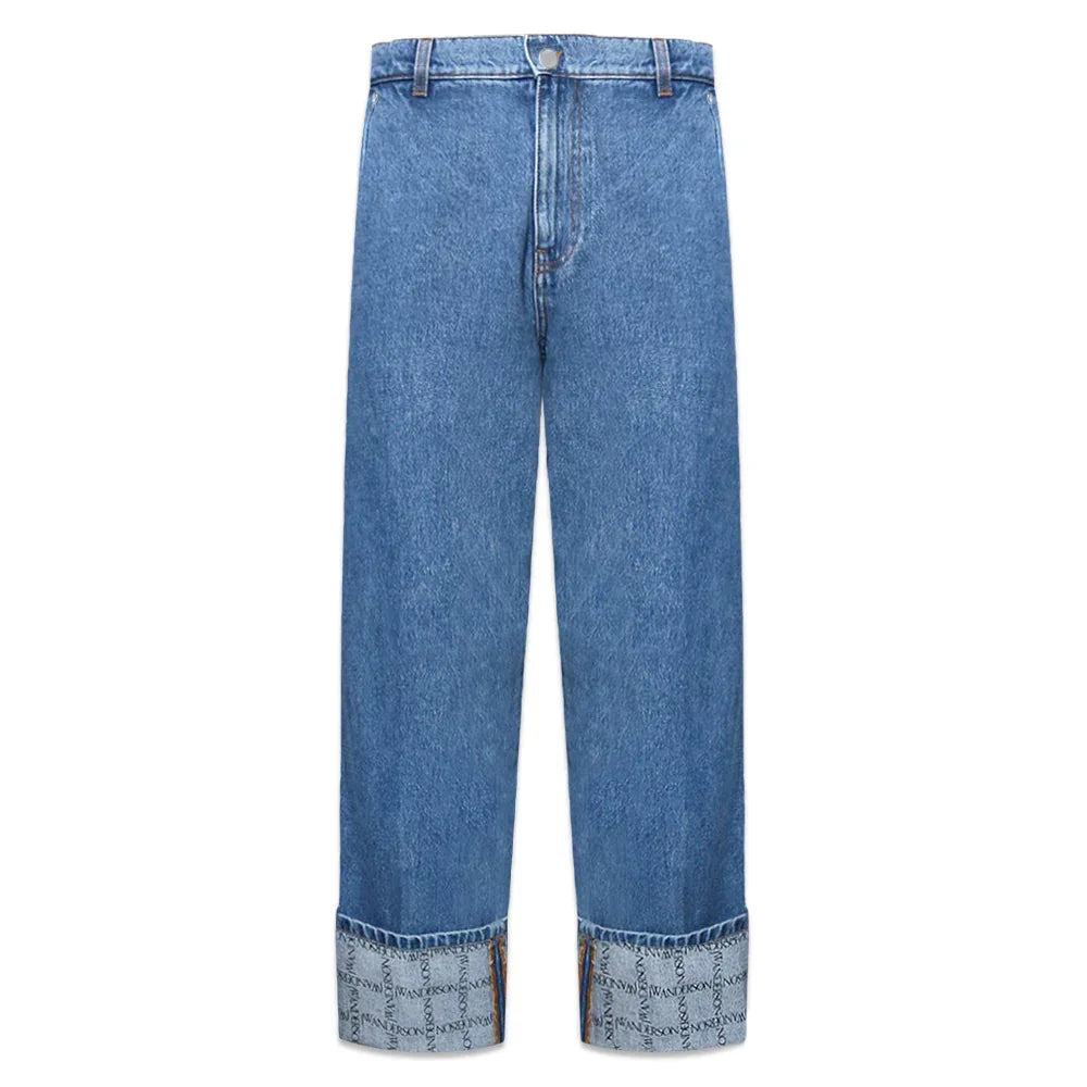 Logo Grid Cuff Wide Leg Jeans - JW ANDERSON - VENTURER