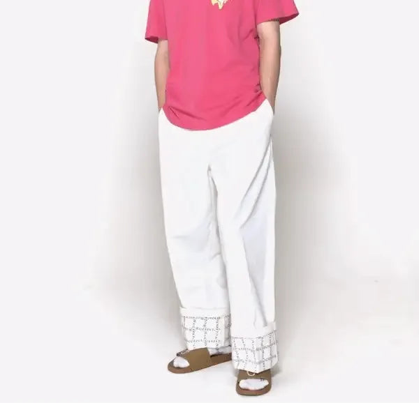 Logo Grid Cuff Wide Leg Jeans - JW ANDERSON - VENTURER