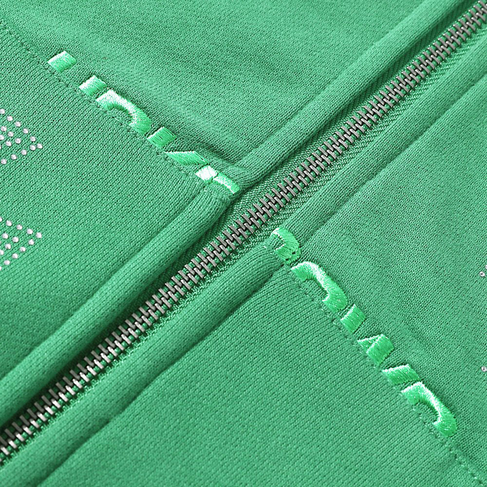 Cross Rhinestone Zip Up Hoodie