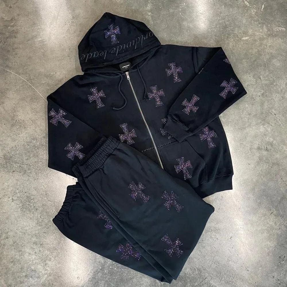 Cross Rhinestone Joggers - UNKNOWN LONDON - VENTURER