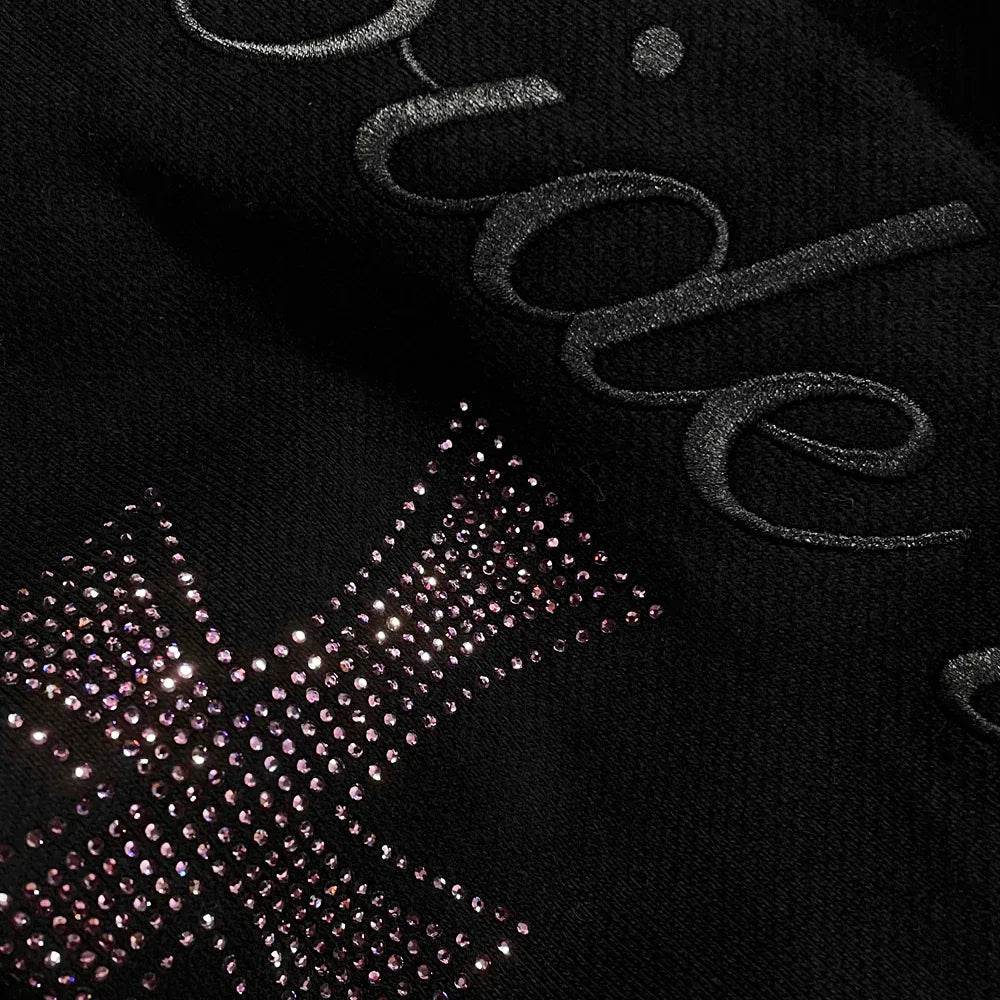 Cross Rhinestone Zip Up Hoodie - UNKNOWN LONDON - VENTURER