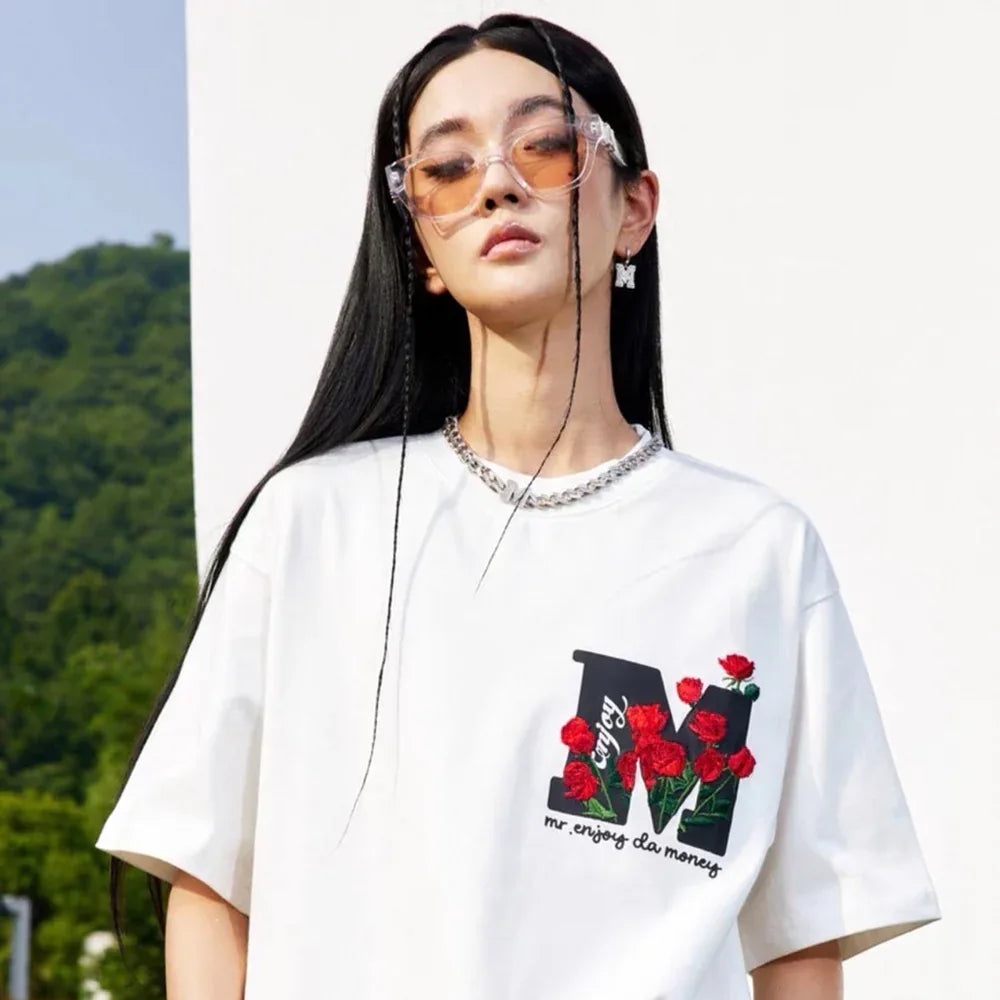 MEDM Rose Embroidery Logo Tee