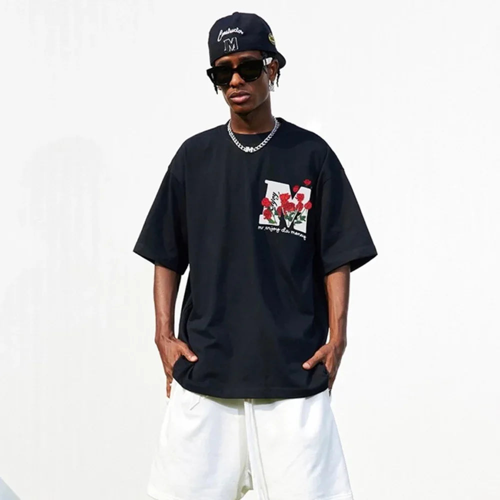 MEDM Rose Embroidery Logo Tee