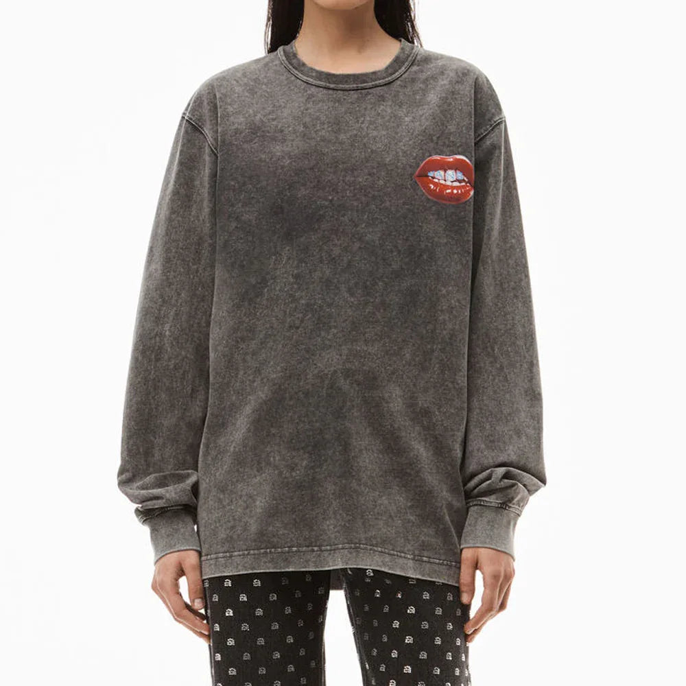 Printed Grill and Hotfix Logo LS Tee - ALEXANDER WANG - VENTURER