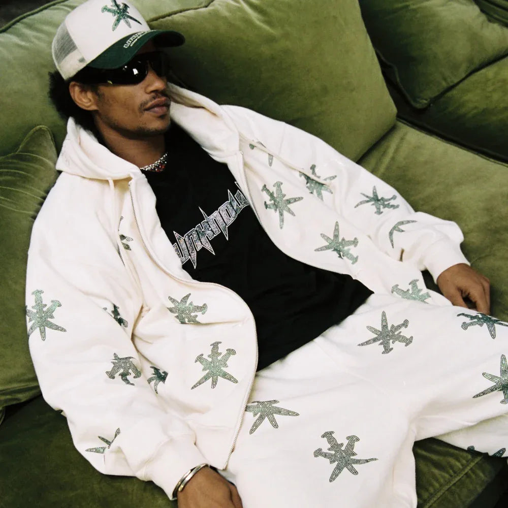 Dagger Rhinestone Zip Hoodie - UNKNOWN LONDON - VENTURER