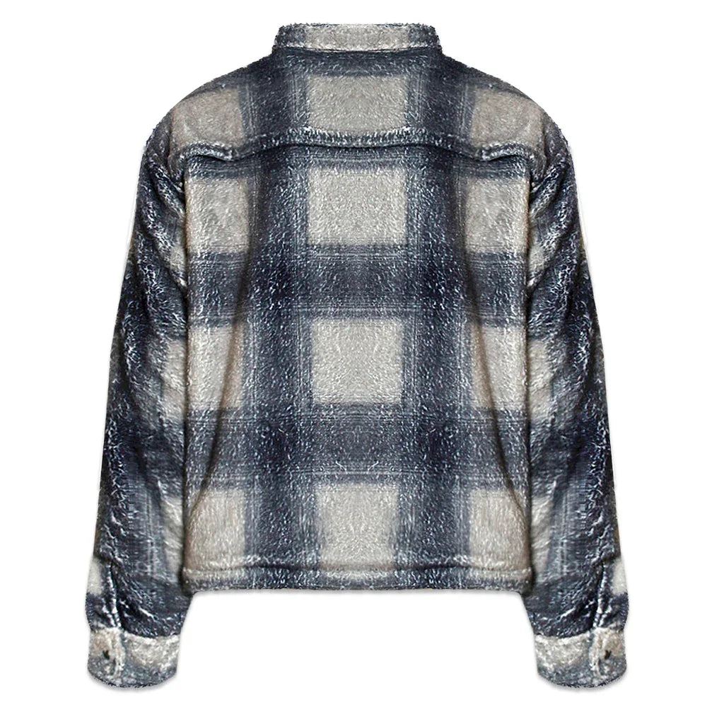 Plaid Cropped Sherpa Buttondown - STAMPD - VENTURER