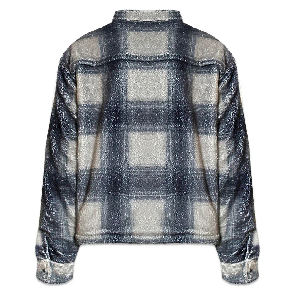 Plaid Cropped Sherpa Buttondown - STAMPD - VENTURER