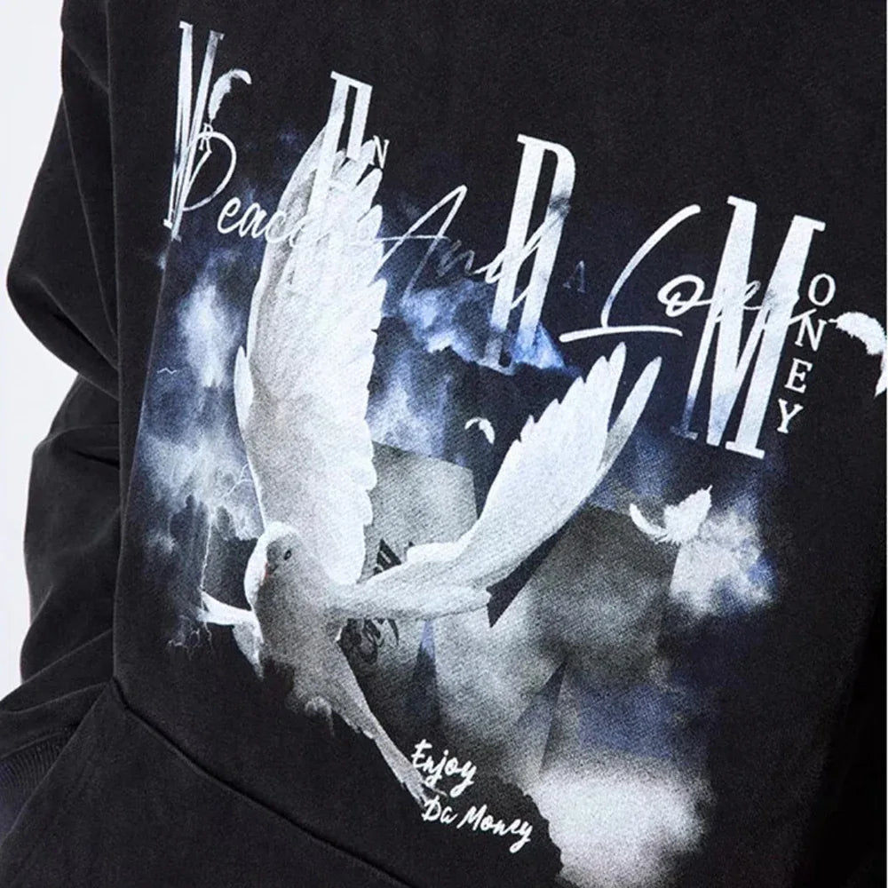 MEDM White Dove Print Hoodie