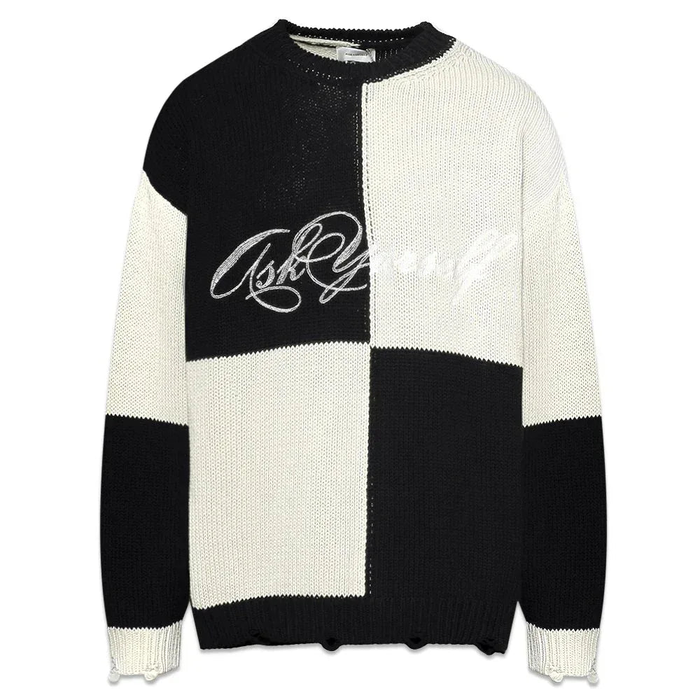 Chunky Checkerd Knit Sweater - ASKYURSELF - VENTURER