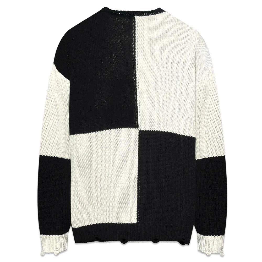 Chunky Checkerd Knit Sweater - ASKYURSELF - VENTURER