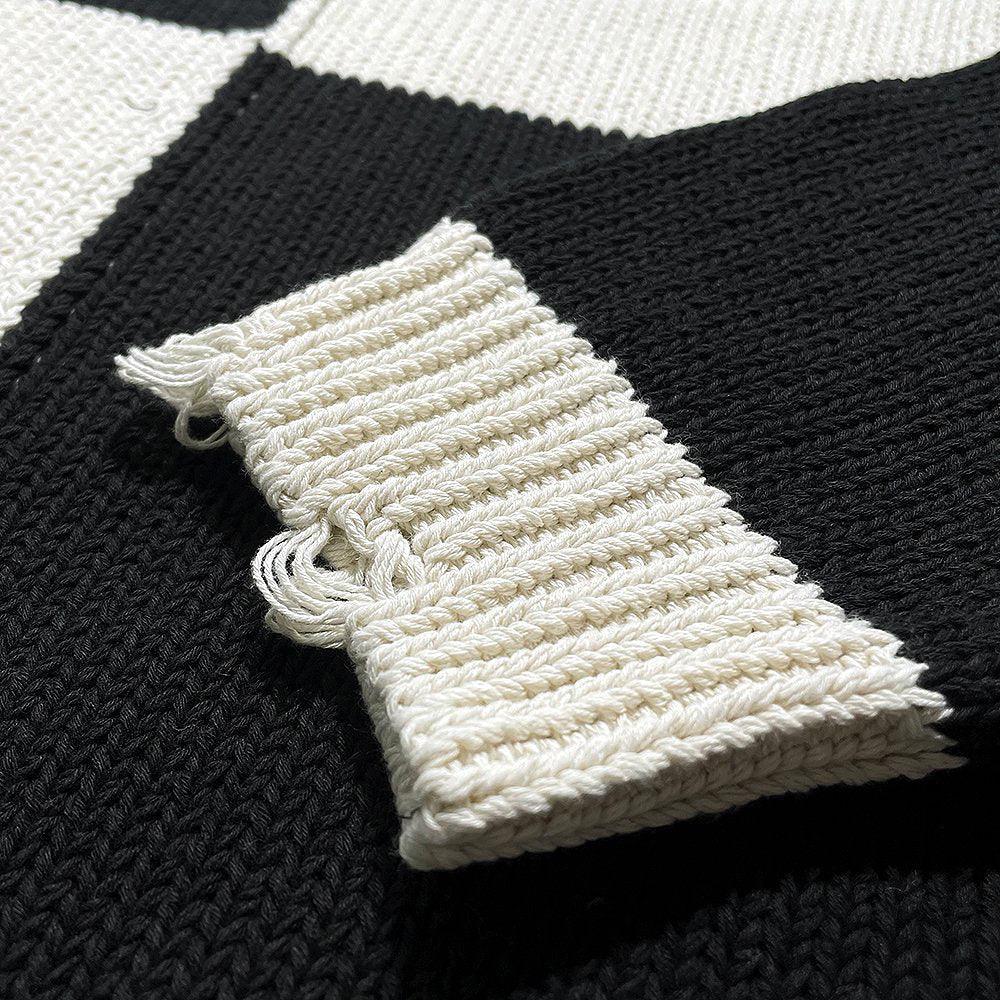 Chunky Checkerd Knit Sweater - ASKYURSELF - VENTURER