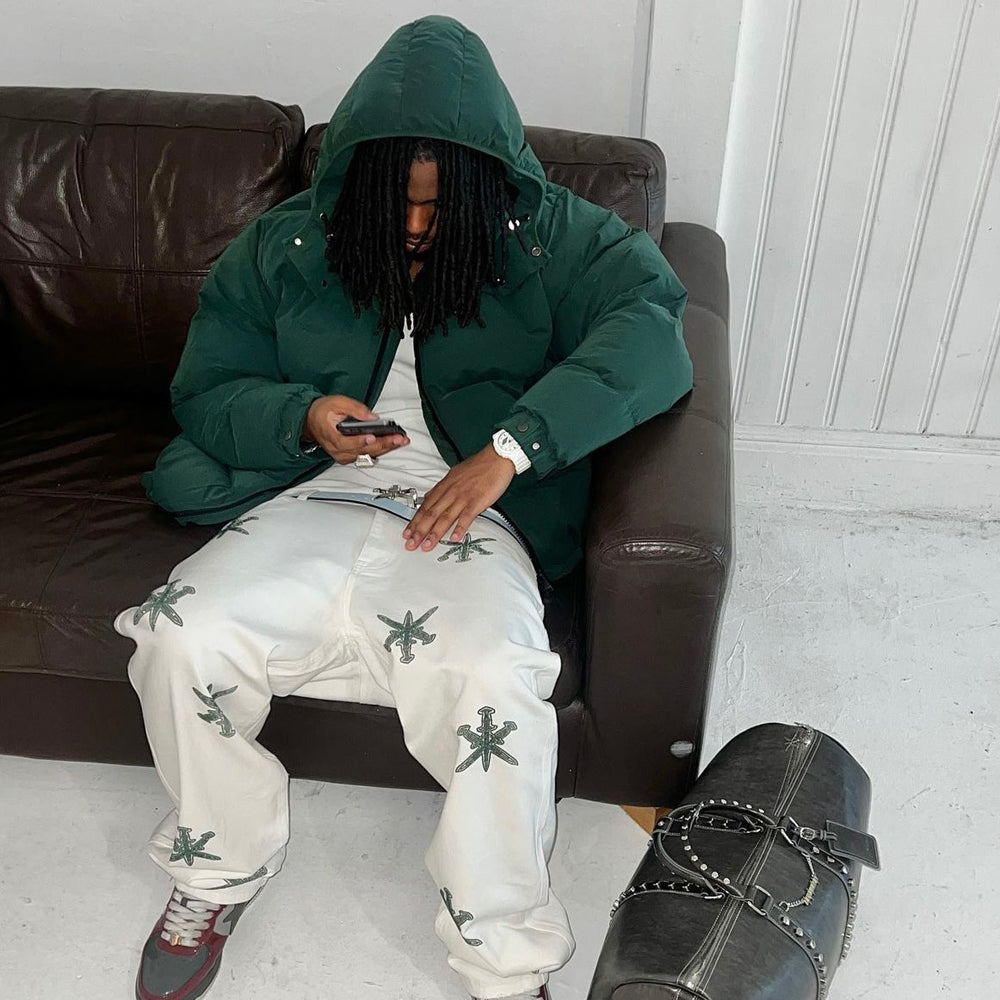 Uniform Rhinestone Puffer Jacket