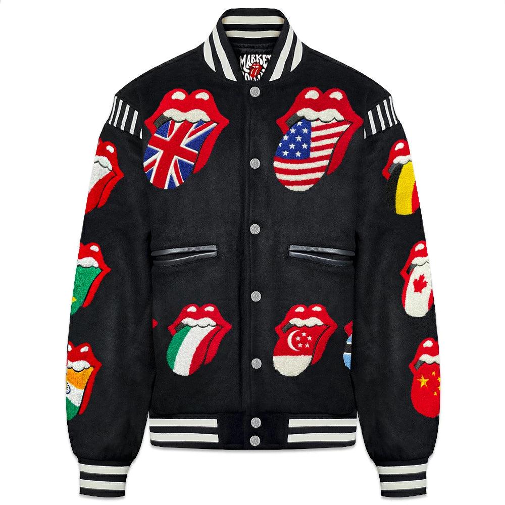 Market Rolling Stones World Flag Varsity Jacket