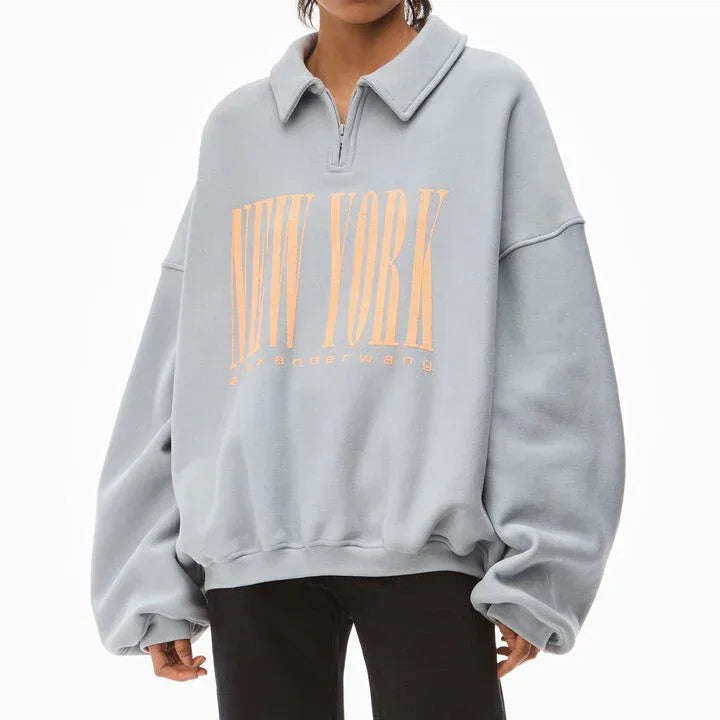 NY Puff Graphic Half Zip Sweatshirt - ALEXANDER WANG - VENTURER