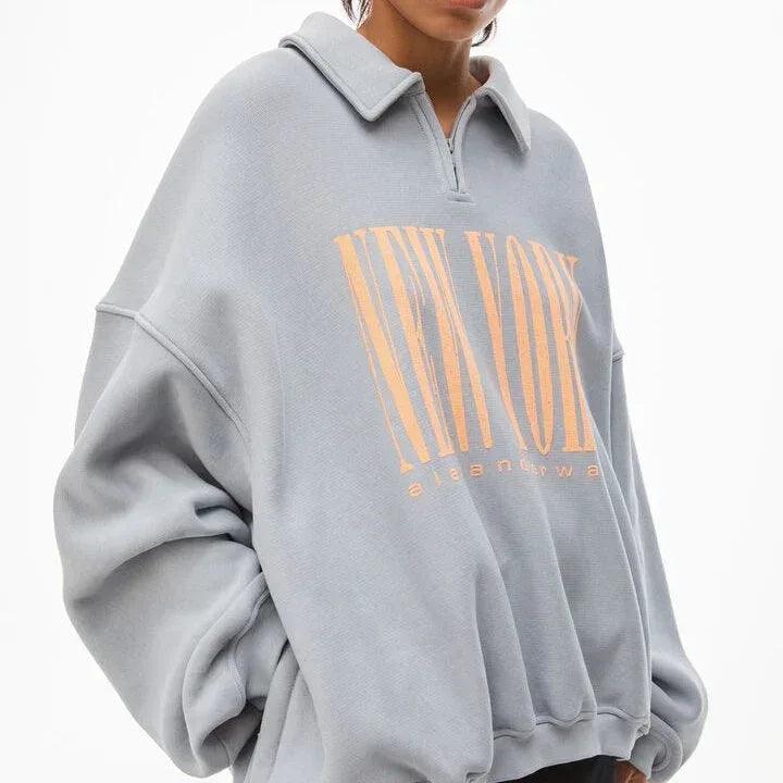 NY Puff Graphic Half Zip Sweatshirt - ALEXANDER WANG - VENTURER