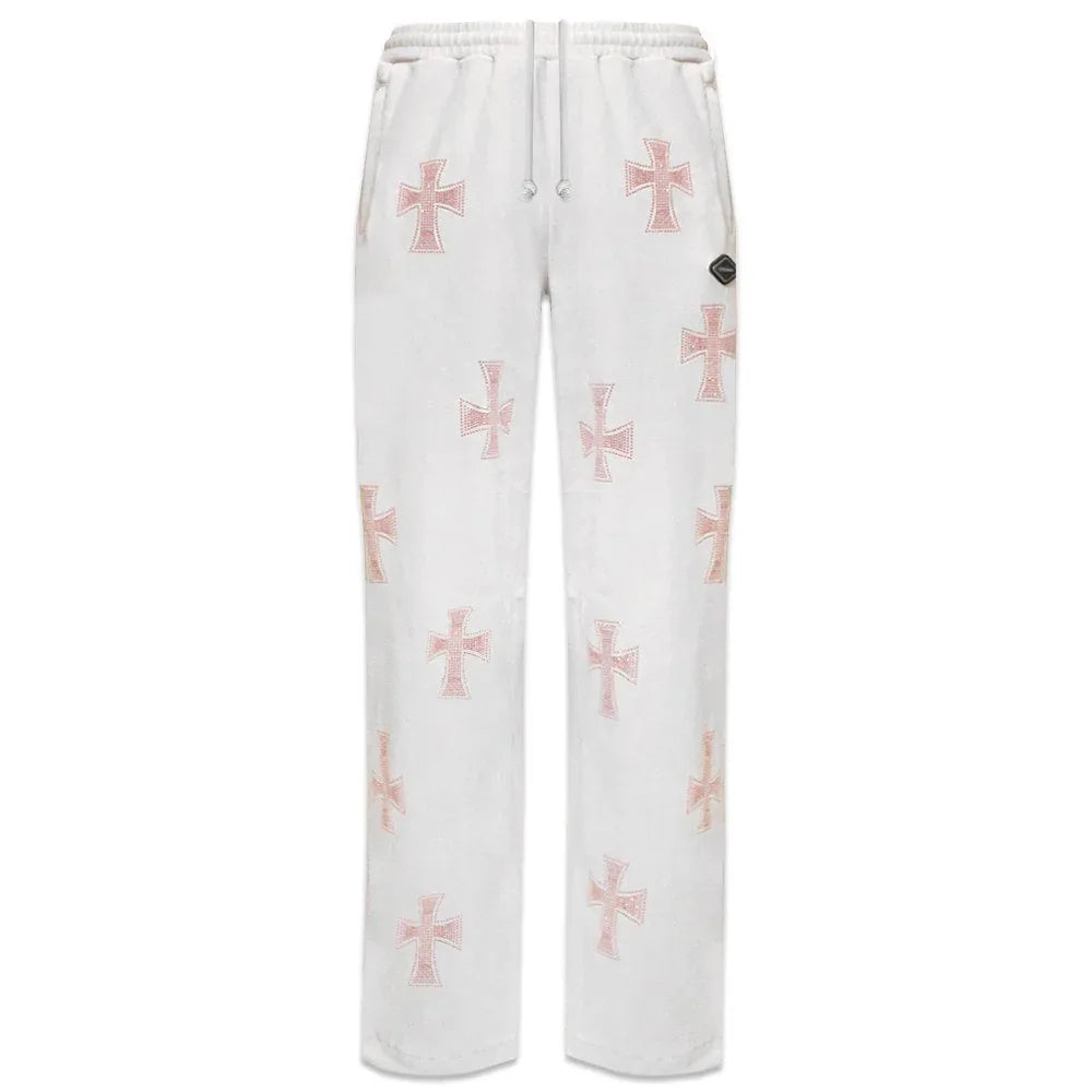 Cross Rhinestone Velour Track Pants - UNKNOWN LONDON - VENTURER