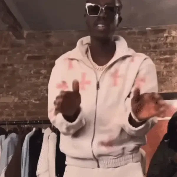 Cross Rhinestone Velour Track Pants - UNKNOWN LONDON - VENTURER