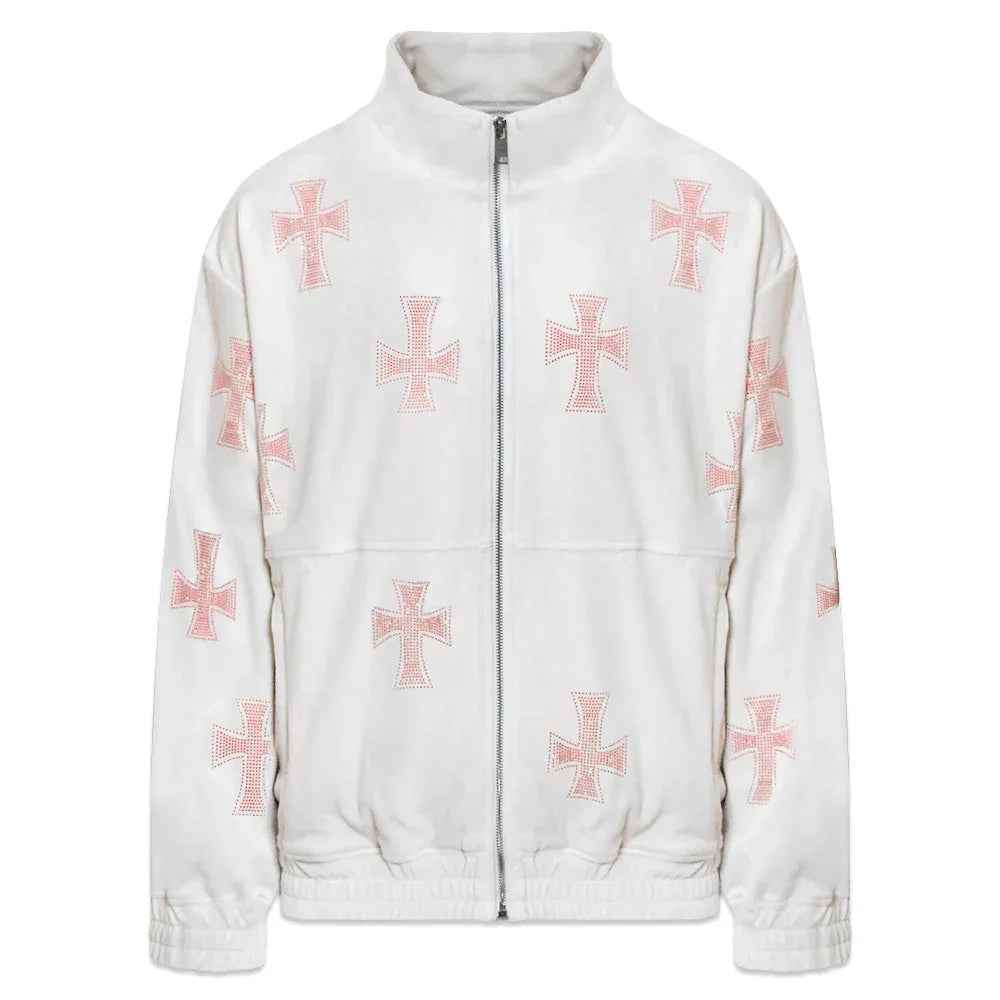 Cross Rhinestone Velour Track Jacket - UNKNOWN LONDON - VENTURER