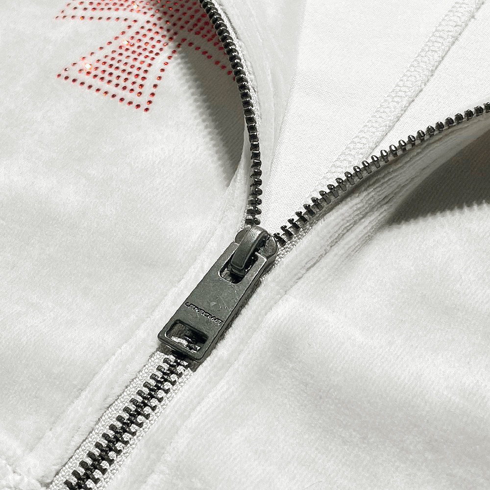 Cross Rhinestone Velour Track Jacket