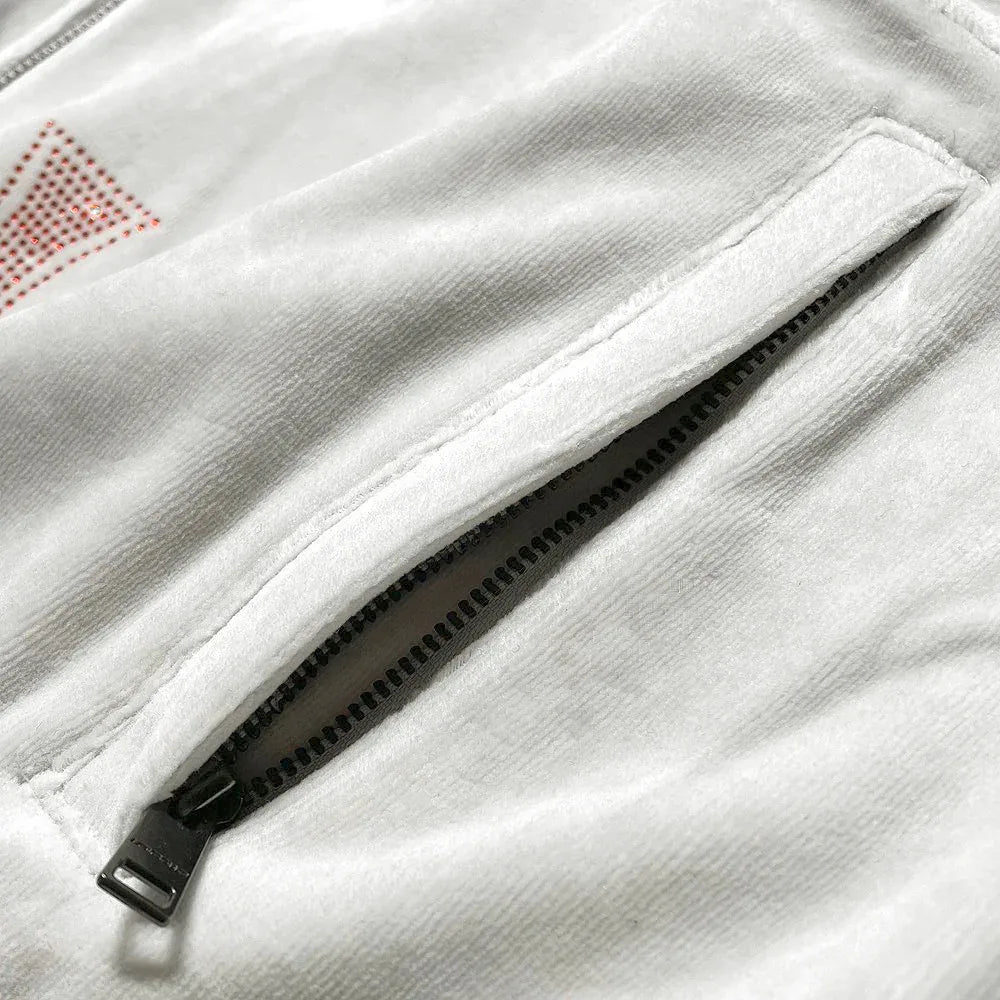 Cross Rhinestone Velour Track Jacket - UNKNOWN LONDON - VENTURER