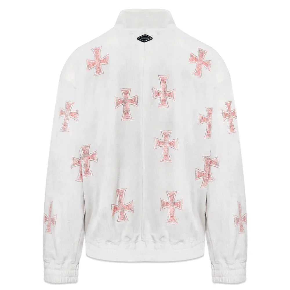 Cross Rhinestone Velour Track Jacket - UNKNOWN LONDON - VENTURER