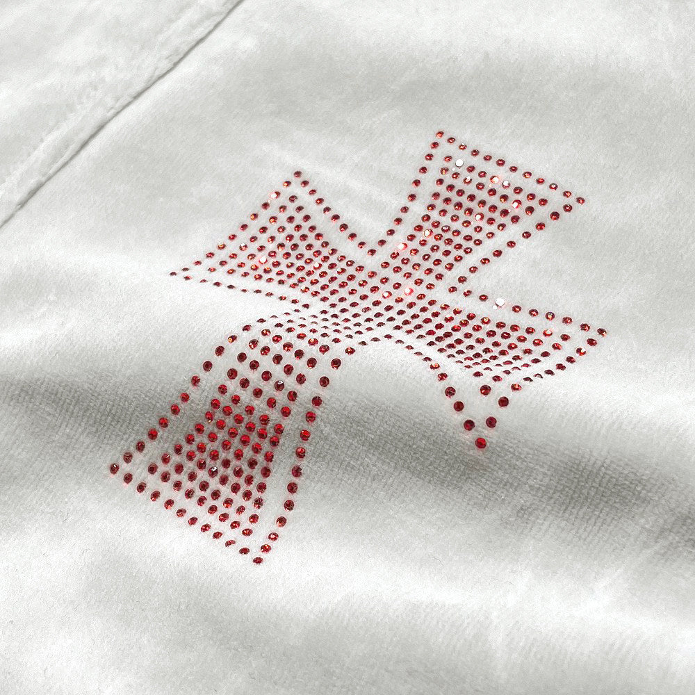 Cross Rhinestone Velour Track Jacket