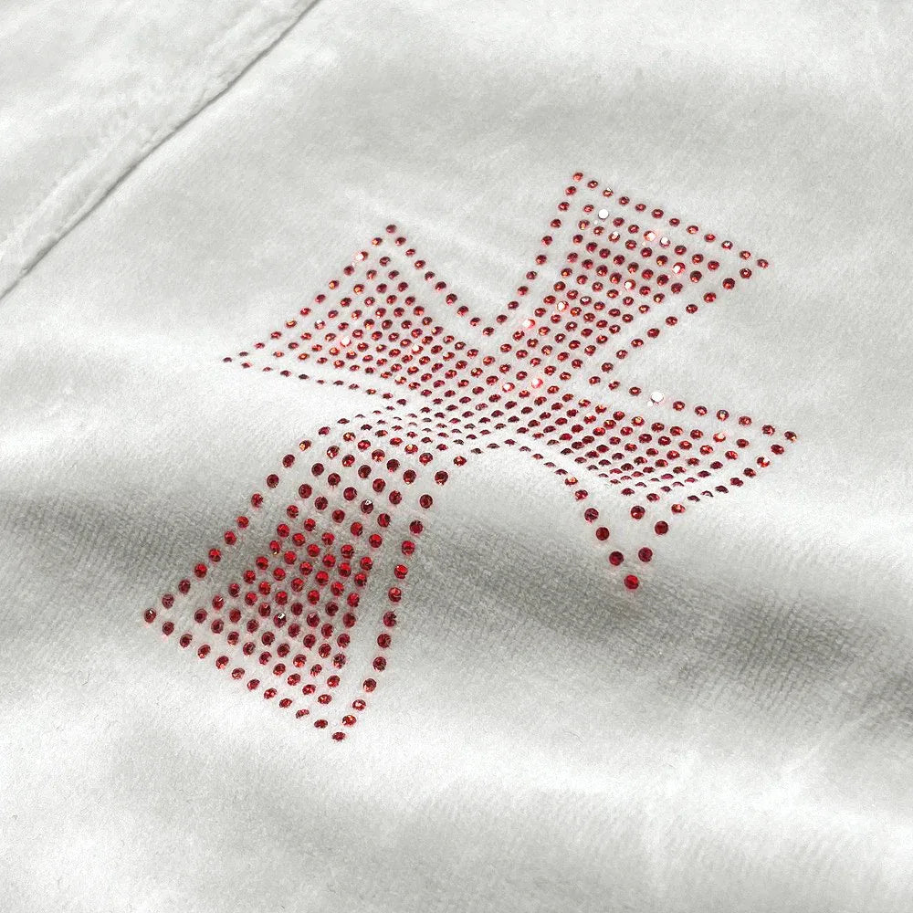 Cross Rhinestone Velour Track Jacket - UNKNOWN LONDON - VENTURER