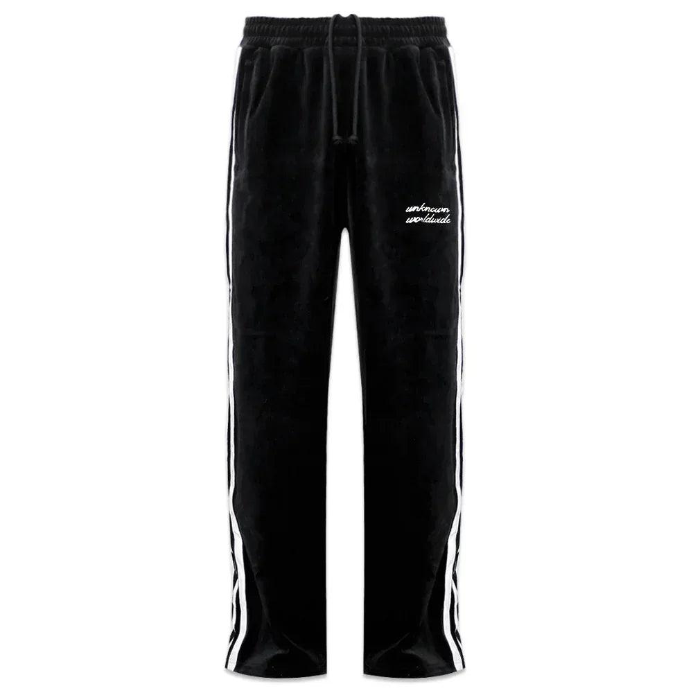 Black Velour Track Pants - UNKNOWN LONDON - VENTURER