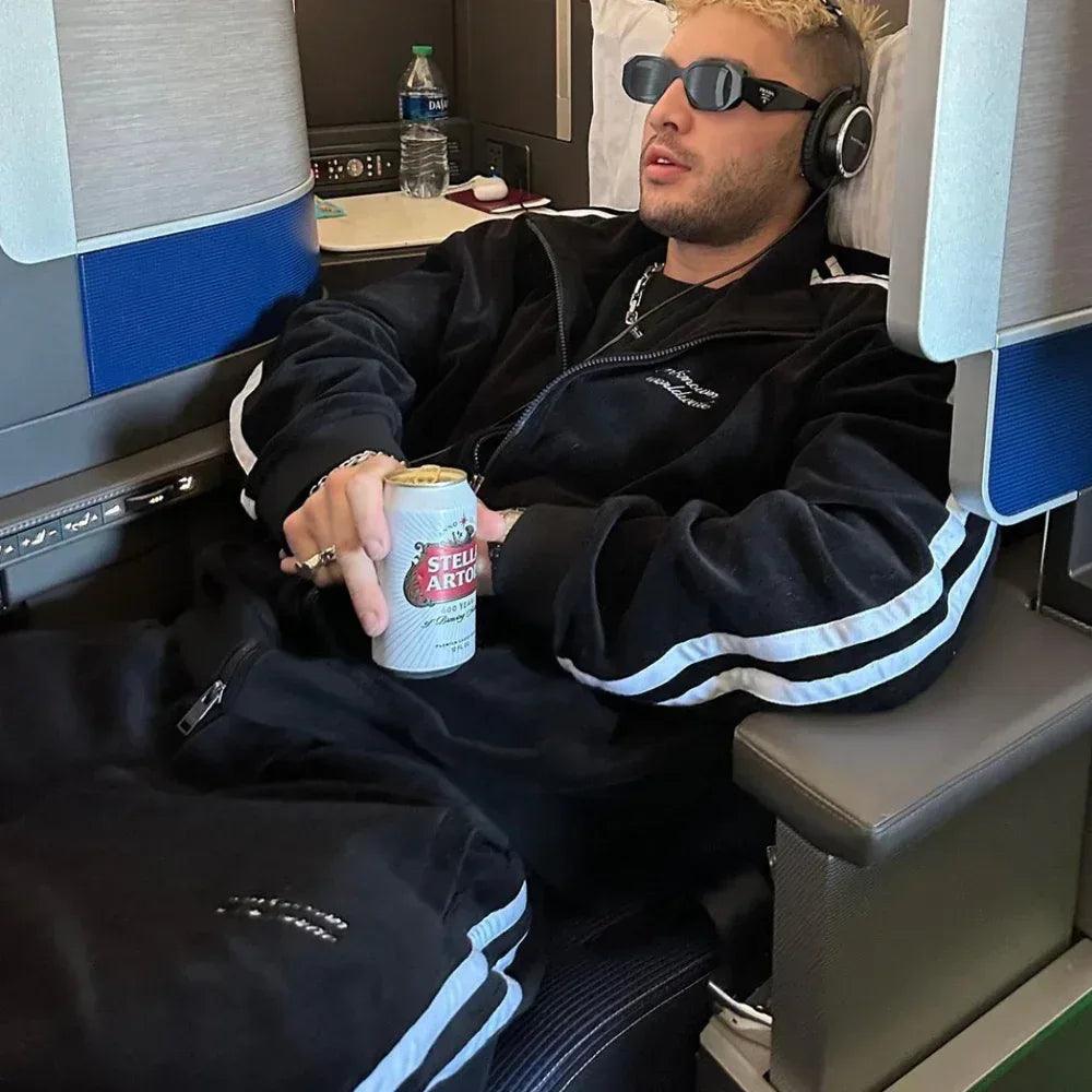 Black Velour Track Pants - UNKNOWN LONDON - VENTURER