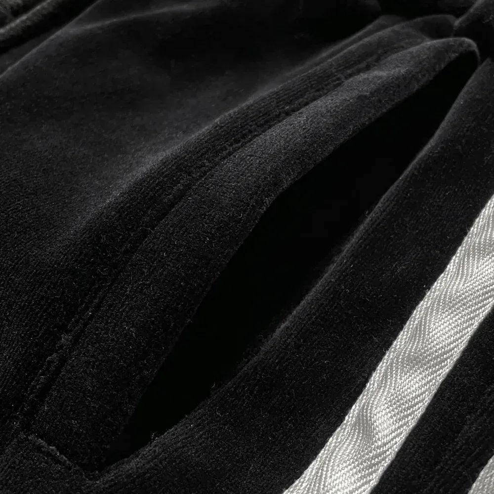 Black Velour Track Pants - UNKNOWN LONDON - VENTURER