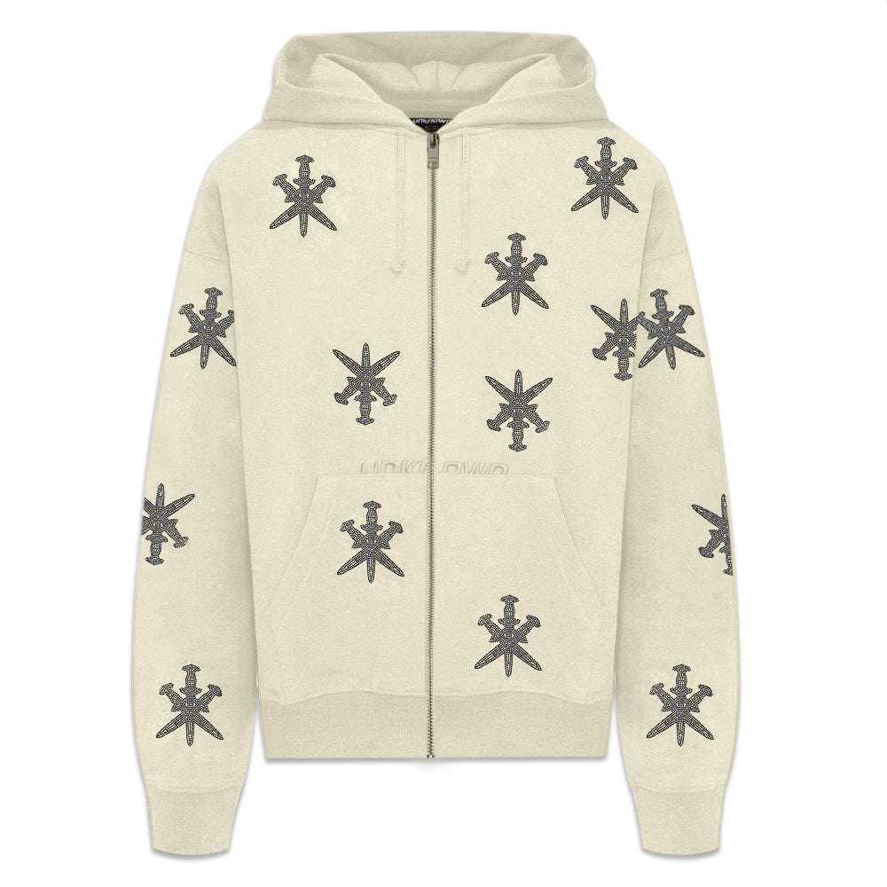 Dagger Rhinestone Zip Hoodie