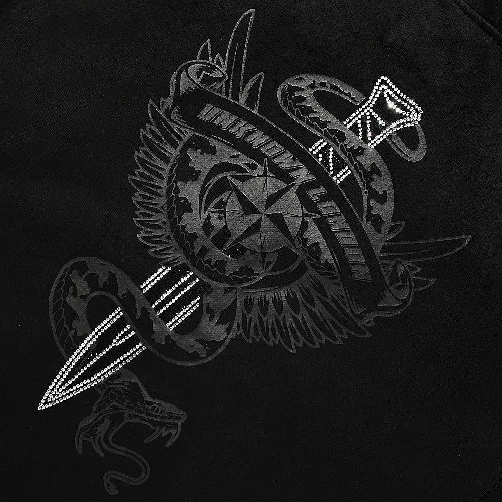 Dagger Graphic Washed Hoodie - UNKNOWN LONDON - VENTURER