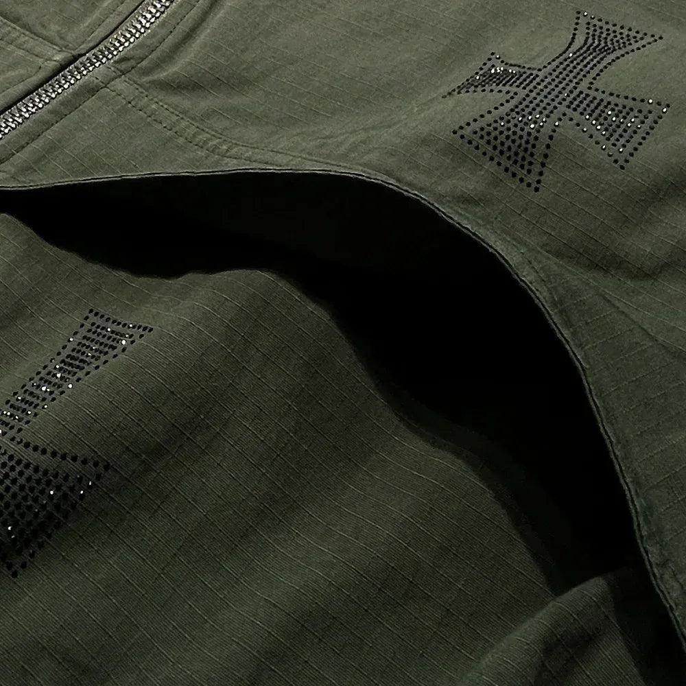 Cross Rhinestone Ripstop Jacket - UNKNOWN LONDON - VENTURER