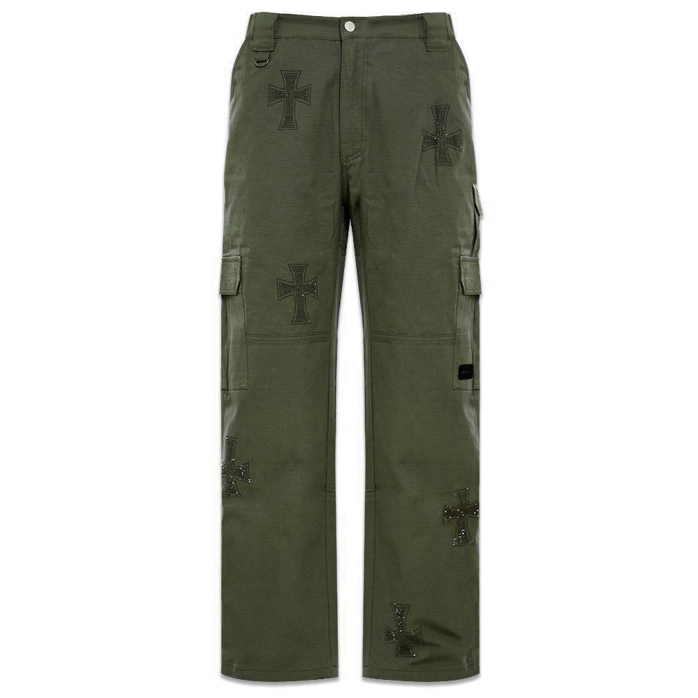 Cross Rhinestone Ripstop Cargo Pants