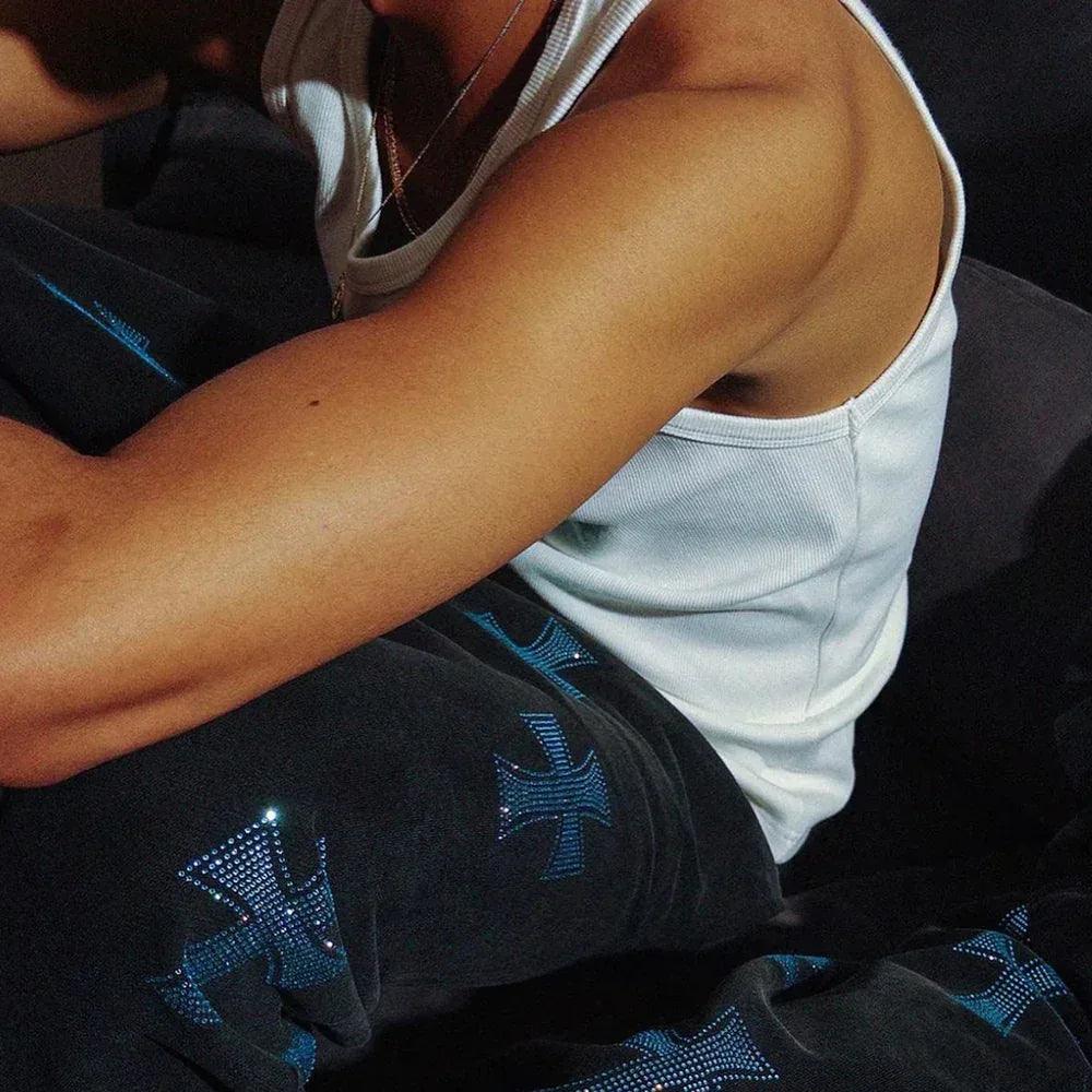 Cross Rhinestone Joggers - UNKNOWN LONDON - VENTURER