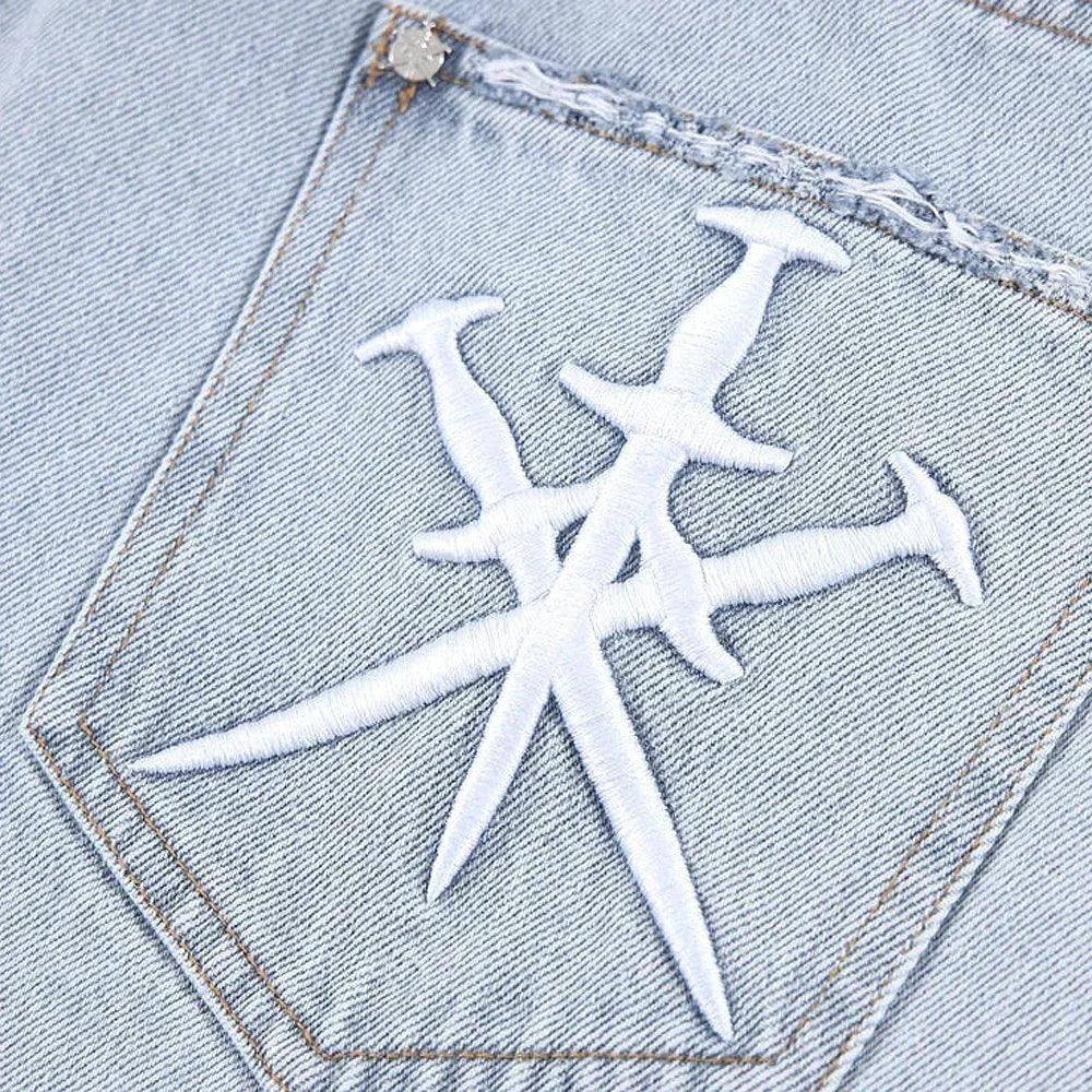 Dagger Embroidery Baggy Denim - UNKNOWN LONDON - VENTURER