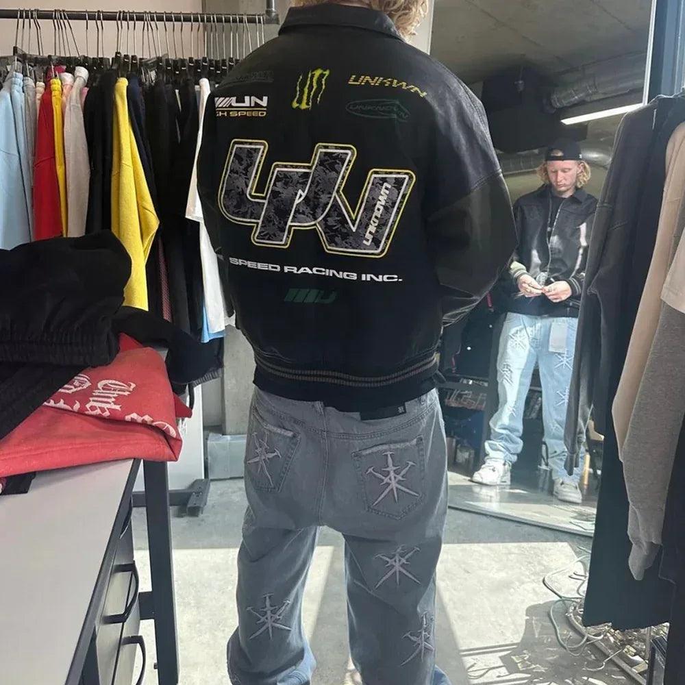Dagger Embroidery Baggy Denim - UNKNOWN LONDON - VENTURER