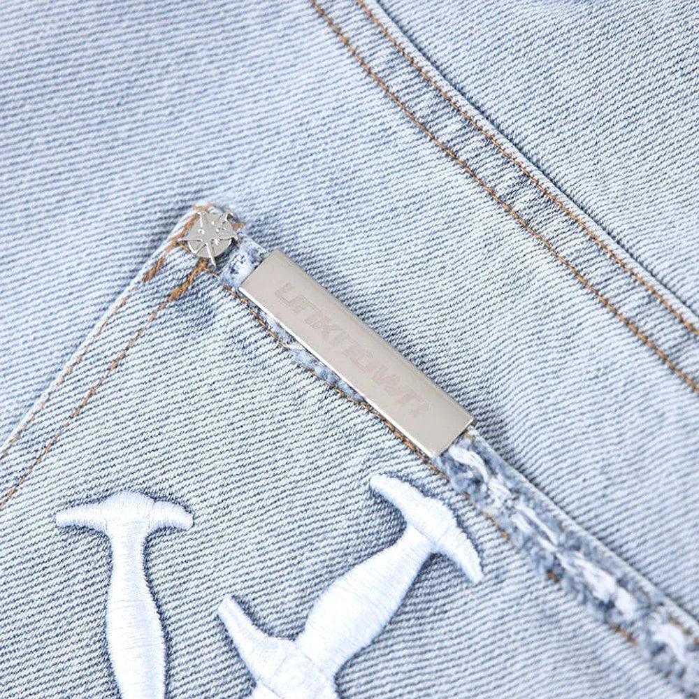 Dagger Embroidery Baggy Denim - UNKNOWN LONDON - VENTURER