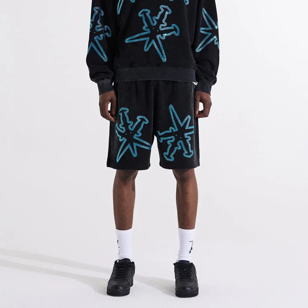 XL Dagger Rhinestone Shorts - UNKNOWN LONDON - VENTURER