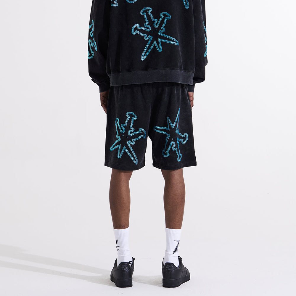 XL Dagger Rhinestone Shorts