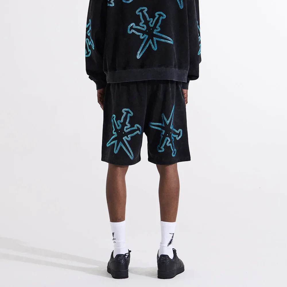 XL Dagger Rhinestone Shorts - UNKNOWN LONDON - VENTURER