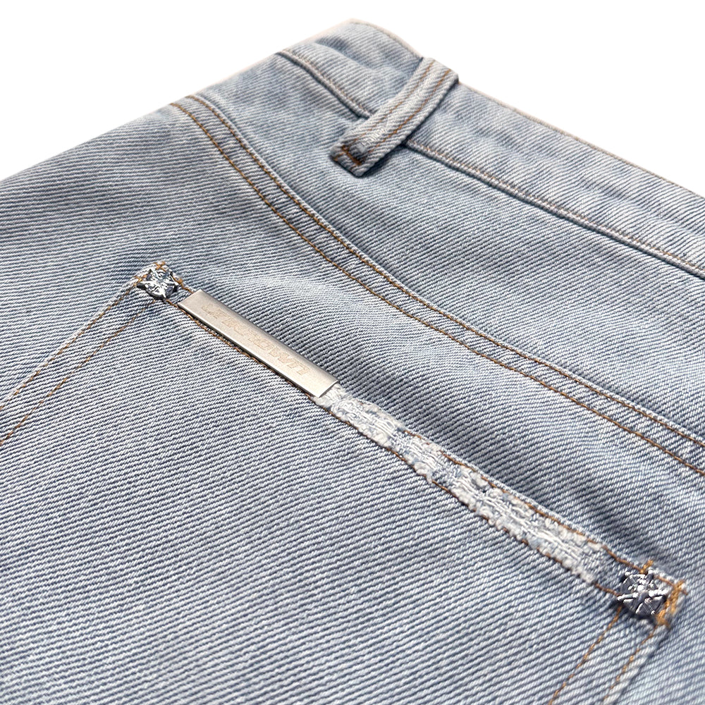Bleached Zip Panel Baggy Denim