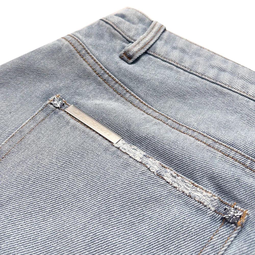 Bleached Zip Panel Baggy Denim - UNKNOWN LONDON - VENTURER