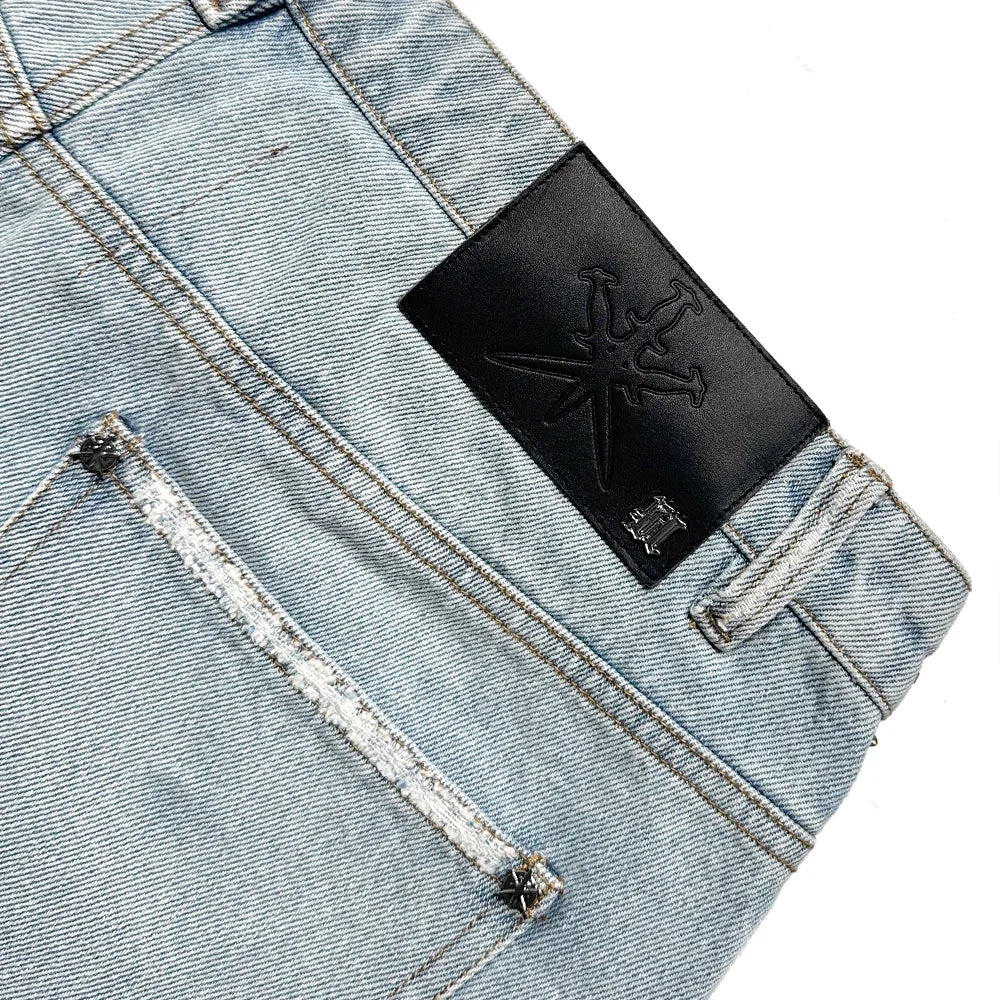 Bleached Zip Panel Baggy Denim - UNKNOWN LONDON - VENTURER