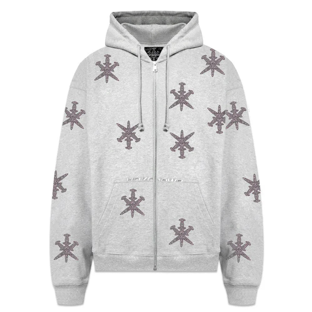 Dagger Rhinestone Zip Hoodie - UNKNOWN LONDON - VENTURER