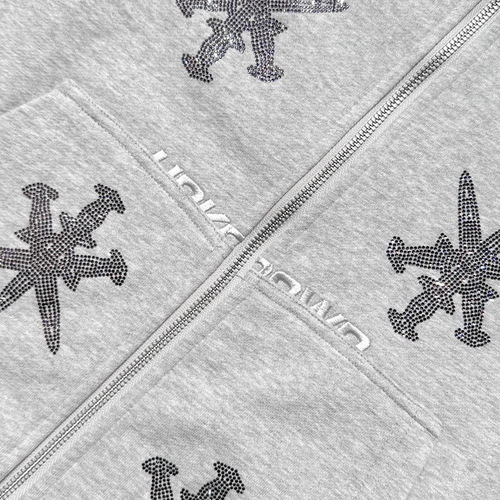 Dagger Rhinestone Zip Hoodie - UNKNOWN LONDON - VENTURER