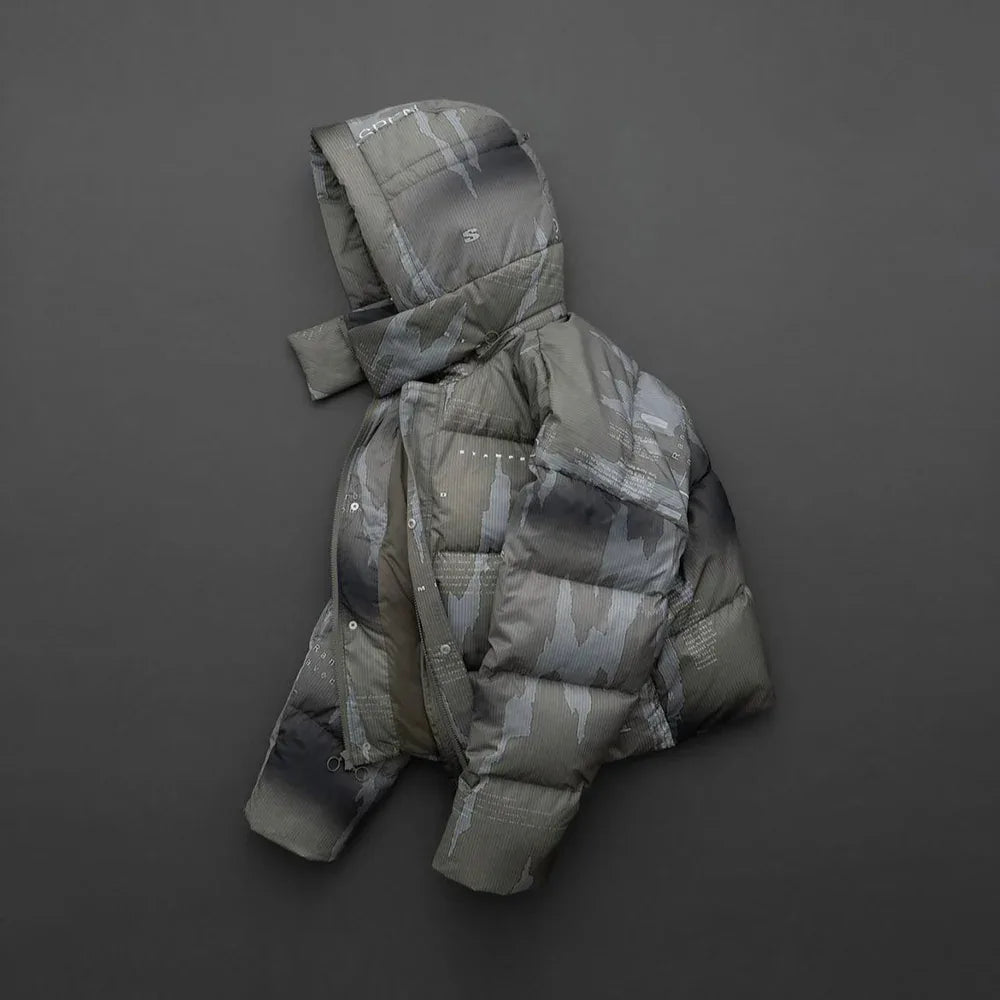 Ikat Camo Cropped Puffer Jacket - STAMPD - VENTURER