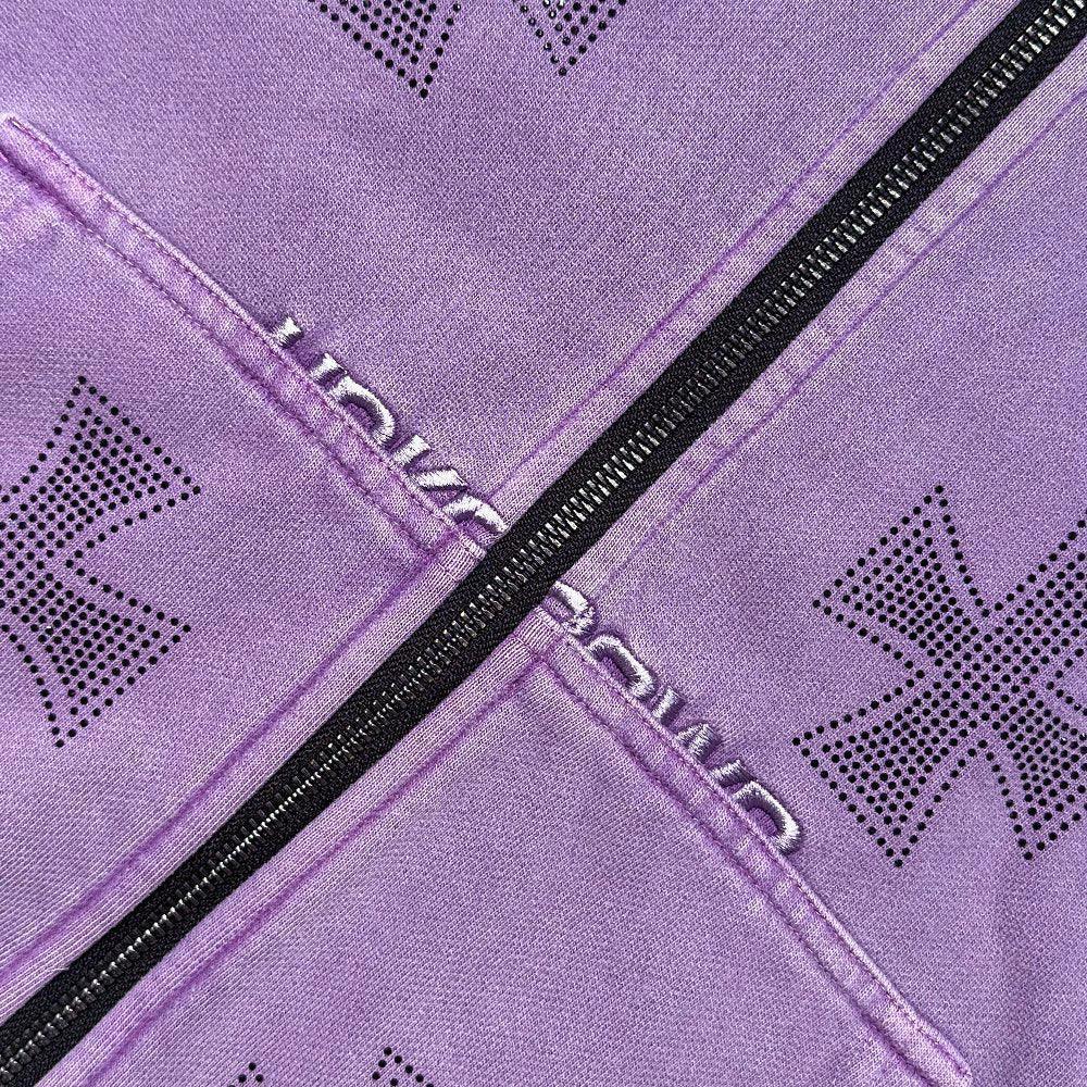 Cross Rhinestone Zip Up Hoodie - UNKNOWN LONDON - VENTURER