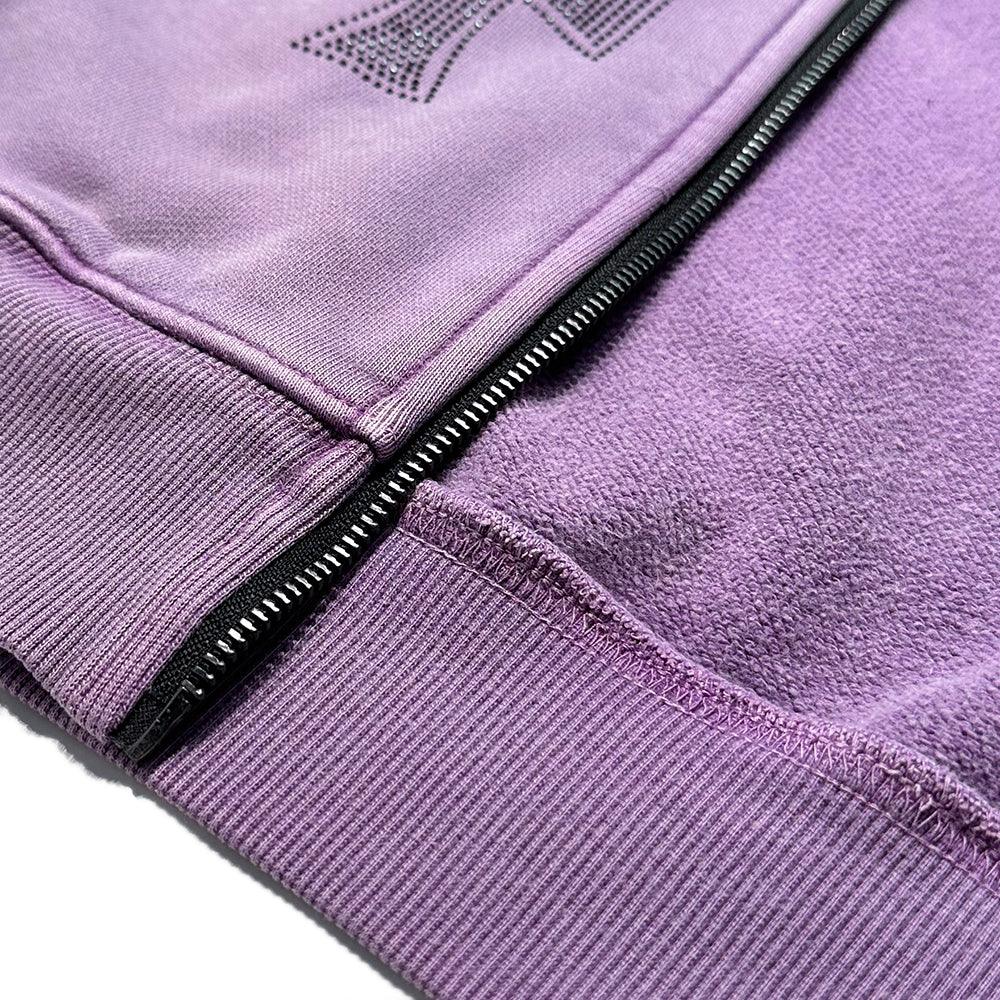 Cross Rhinestone Zip Up Hoodie - UNKNOWN LONDON - VENTURER
